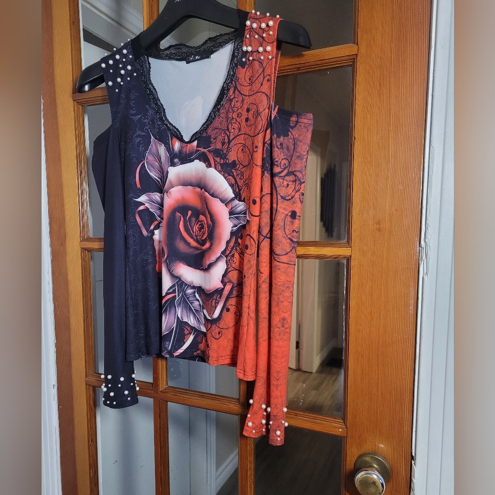 Rose Shirt with Pearl Accents